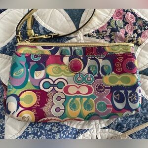 Coach Poppy Multicolor Wristlet Bag